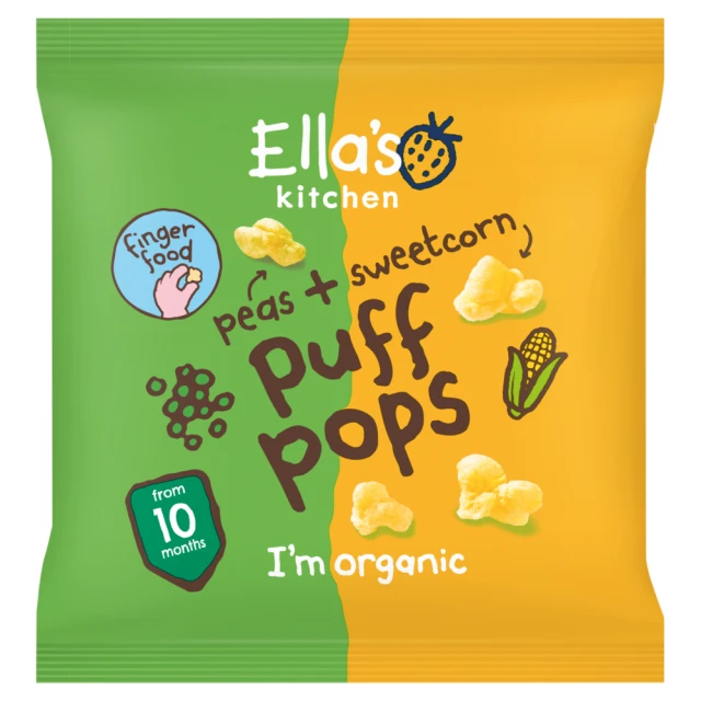 Ella's Kitchen Organic Pea & Sweetcorn Puff Pops 10+ Months 9g