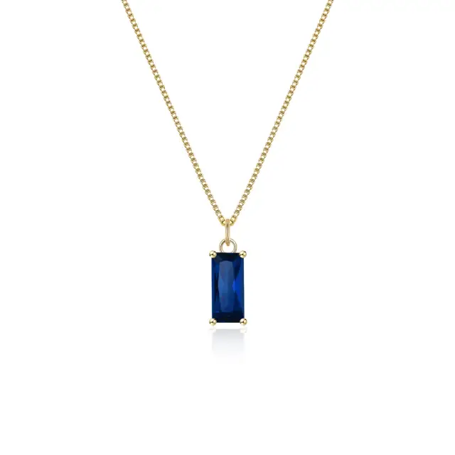 Ever Faith September Birthstone Necklace, 925 Sterling Silver 14K Gold Emerald Cut Cubic Zirconia Pendant Necklace for Women Girls Mothers Day/Birthday Jewellery Gifts for Wife Mom