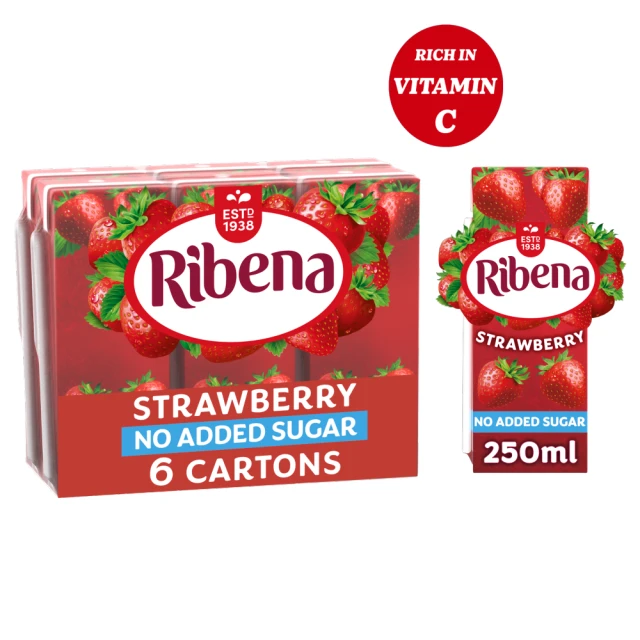 Ribena No Added Sugar Strawberry 6 X 250Ml