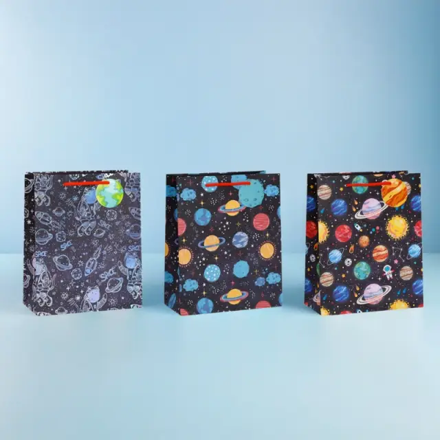 MIKIREI Large Gift Bag - Universe Exploration, Pack of 6