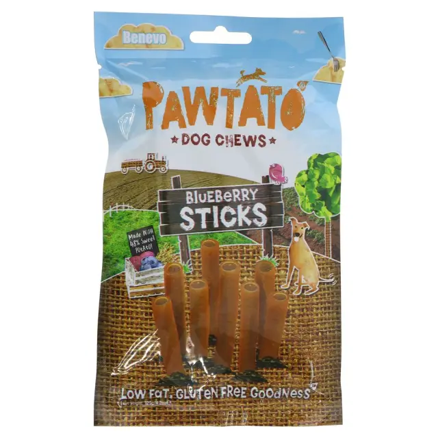 BENEVO - Pawtato Blueberry Dog Chews - Vegan Dog Chews - 120G