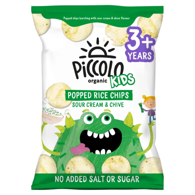 PICCOLO ORGANIC KIDS POPPED RICE CHIPS WITH SOUR CREAM 4 X 20G