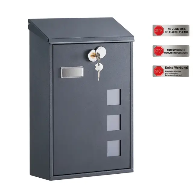 SONGMICS Mail Box, 25.5x11.5x39.5cm, Anthracite Grey