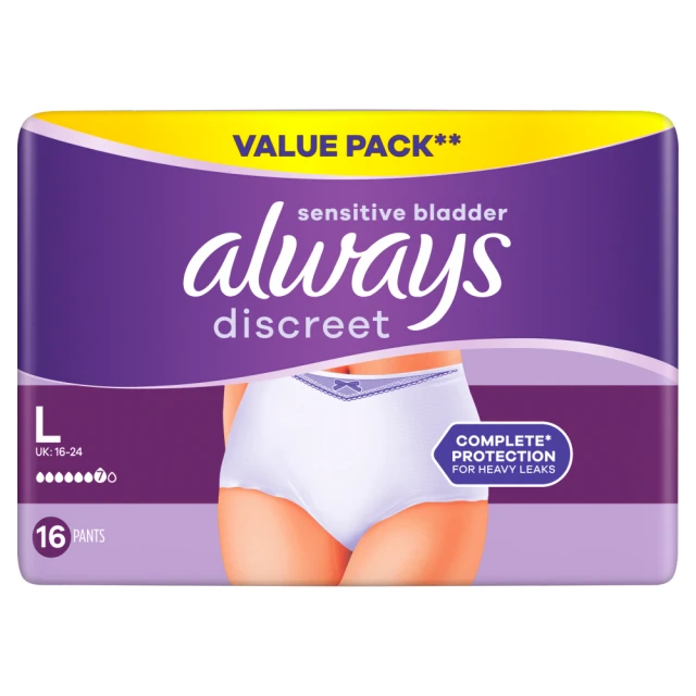 Always Discreet Underwear Incontinence Pants Women Plus L X16