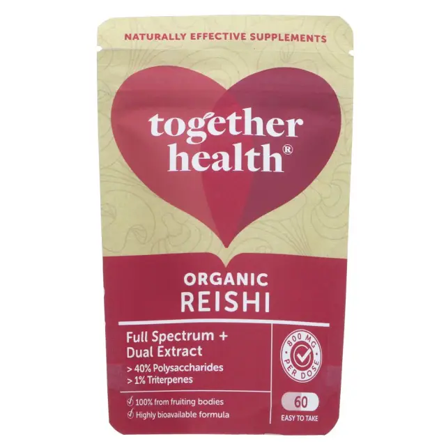 TOGETHER HEALTH - Organic Reishi 800mg - Dual Extract Fruiting Bodies - 60 CAPS
