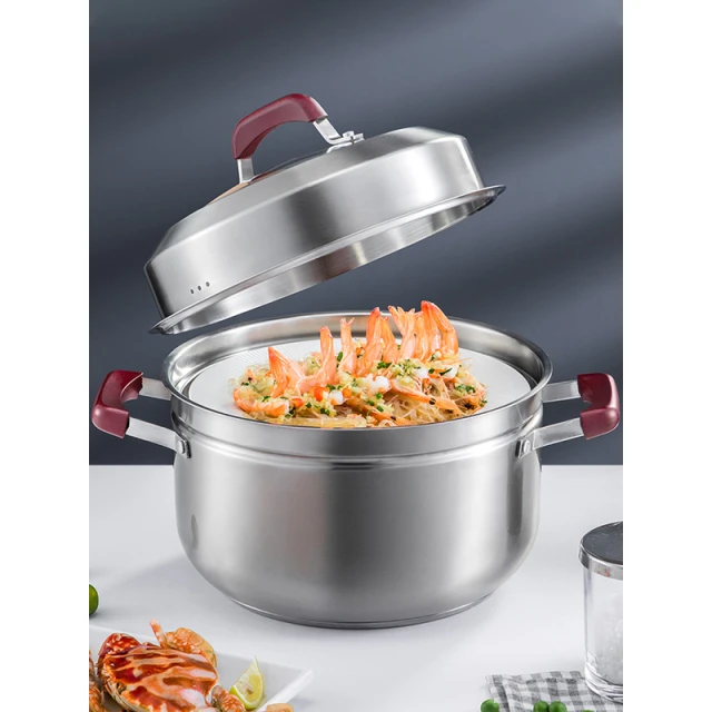 COOKER KING 304 Stainless Steel Non-Stick Steamer Thick Saucepan with Stainer Multifunctional Healthy
Cookware PFOA Free 24cm