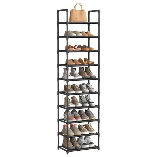 SONGMICS Shoe Rack, 10-Tier, 45x28x173cm, Black