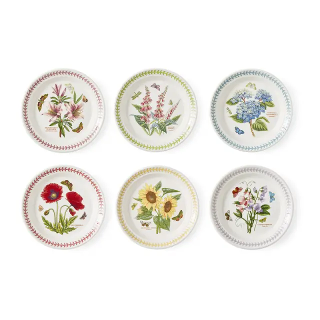 Portmeirion Botanic Garden Meadow Set Of 6 Small Dinner Plates -Assorted Designs