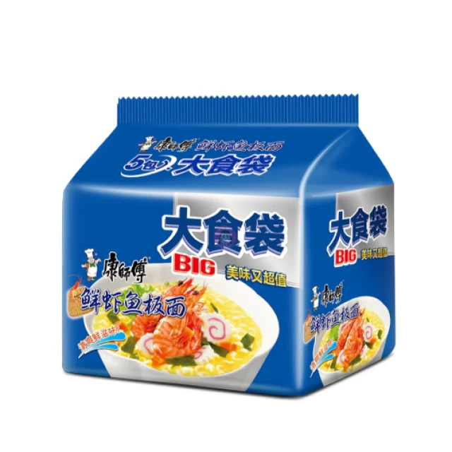KSF Instant Noodles - Big Artificial Fish Flavour Pack of 5 康师傅 - 大食袋 -  鲜虾鱼板面5 连包695g