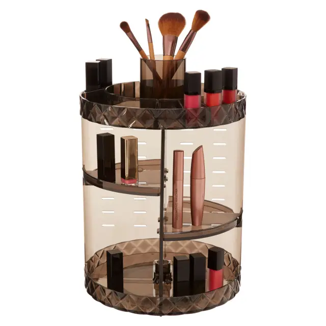 Beauty 3 Tiered Round Revolving Black Cosmetics Organiser