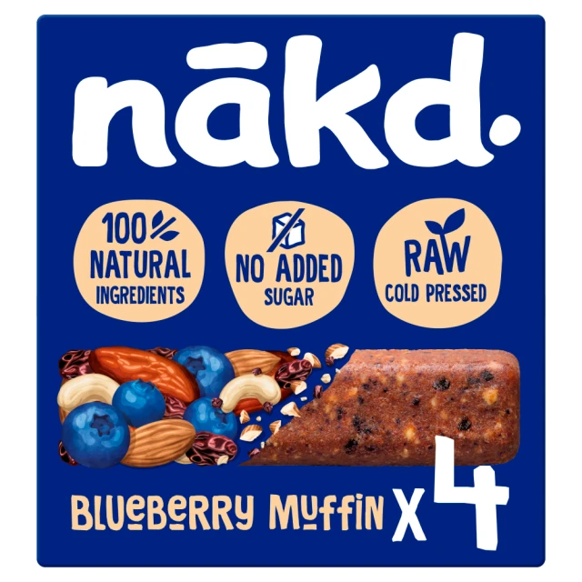 Nakd Blueberry Muffin 4 Raw Fruit & Nut Bars 4 x 35g