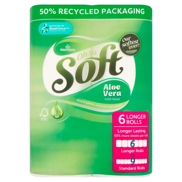 Morrisons Oh So Soft 6 Aloe Vera Toilet Tissue Longer Rolls