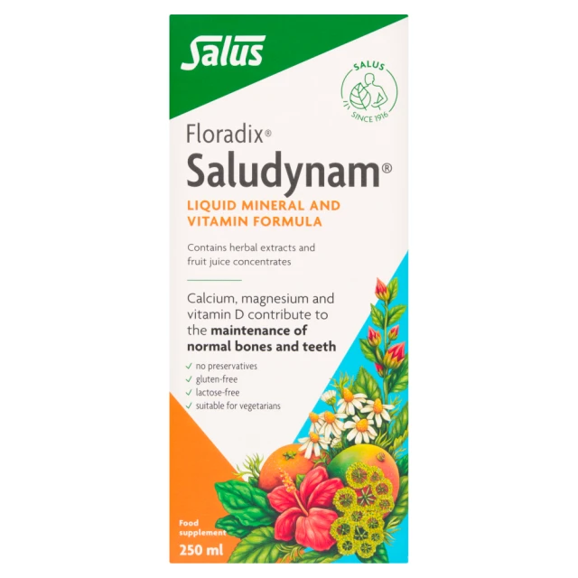 Floradix Saludynam Liquid Calcium, Mineral and Vitamin Formula Food Supplement 250ml