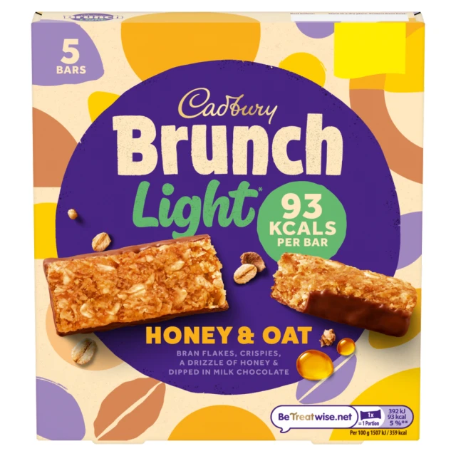Cadbury Brunch Light Oat & Honey Cereal Bars 5pk 130g
