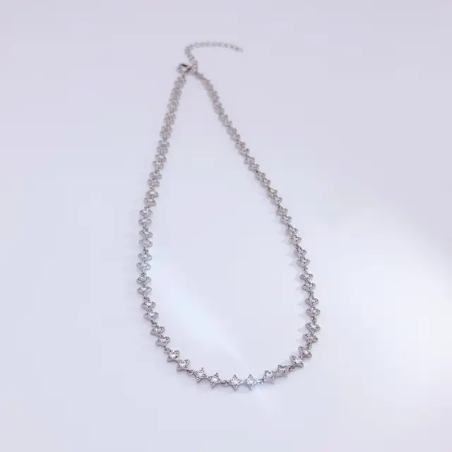 Star Gem Choker Rhodium Plated 35cm Necklace
