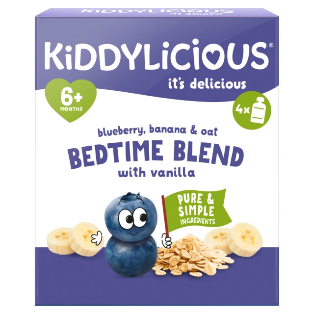 Kiddylicious Blueberry, Banana & Oat Bedtime Blend with Vanilla 6+ Months 4X100G