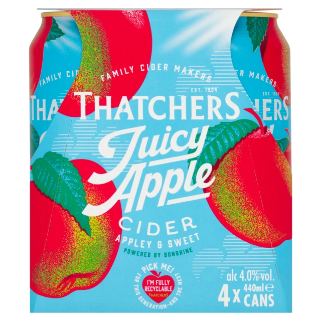 THATCHERS JUICY APPLE CIDER 4 X 440ML