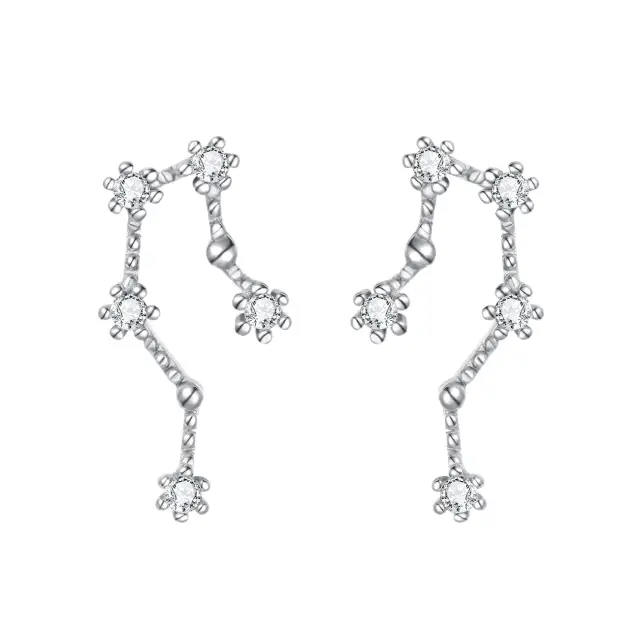 Ever Faith 925 Sterling Silver CZ Horoscope Zodiac Constellation Astrology Climber Stud Earrings for Women Girls