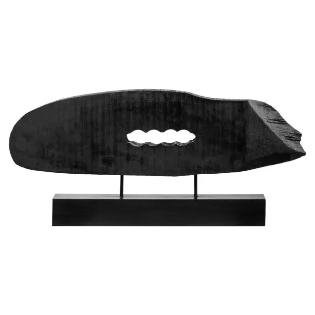 Fidel Rustic Black Horizontal Mango Wood Slice Sculpture