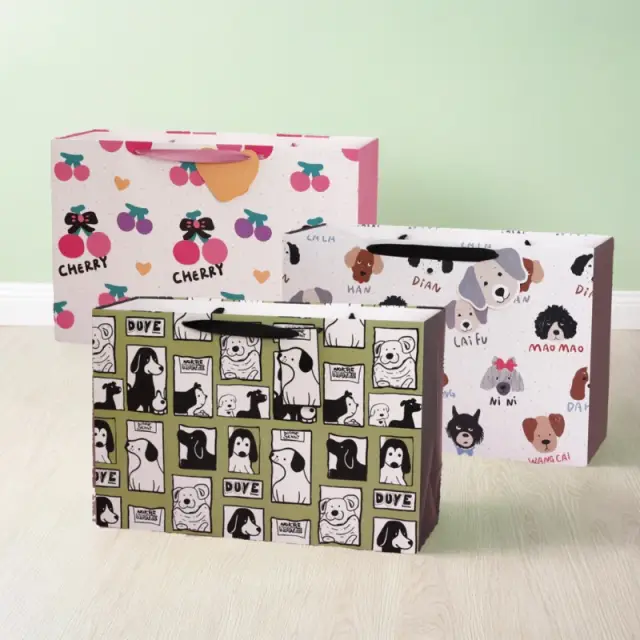 MIKIREI Extra Large Gift Bag - Puppy Themed, Pack of 6