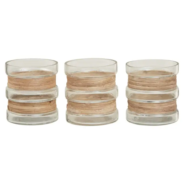Kuta Set Of 3 Natural Tealight Holders