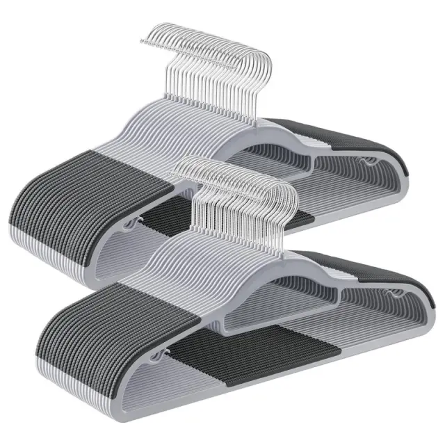 SONGMICS Plastic Clothes Hangers, Set of 50, 42x21.5x0.5cm, Light and Dark Grey