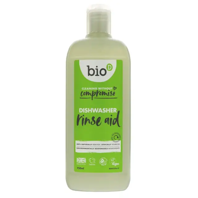 BIO D - Dishwasher Rinse Aid - Suitable for all dishwashers - 750ML
