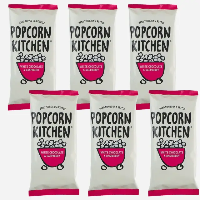 Popcorn Kitchen - White Chocolate & Raspberry Popcorn Sharing Bag - 100g
