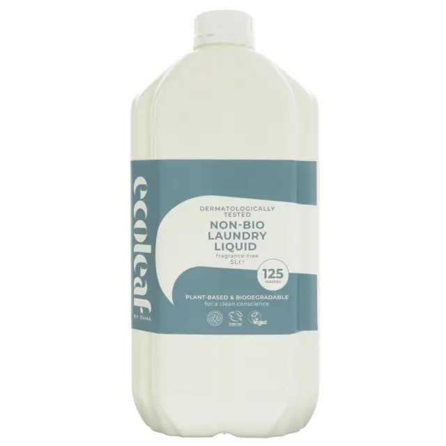 ECOLEAF BY SUMA - Laundry Liquid-Fragrance-Free - Non Bio - 125 washes - 5L