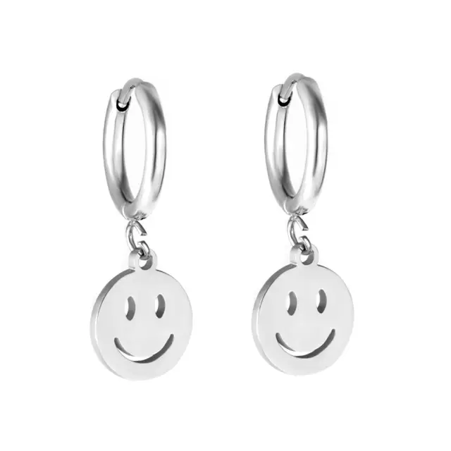 Smiley Face Stainless Steel 8mm Earrings