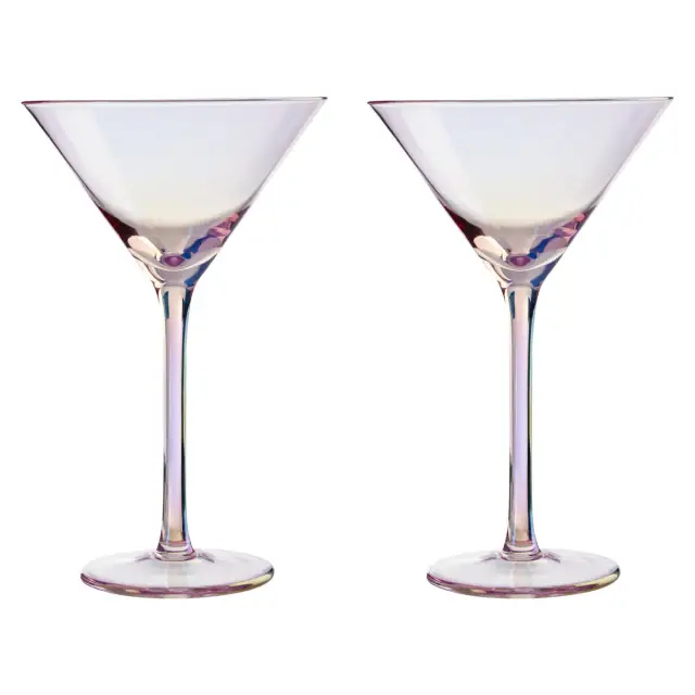 Frosted Deco Set of 2 Martini Glasses