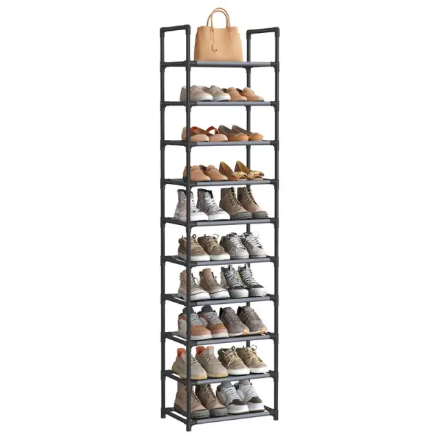 SONGMICS Shoe Rack, 10-Tier, 45x28x173cm, Grey