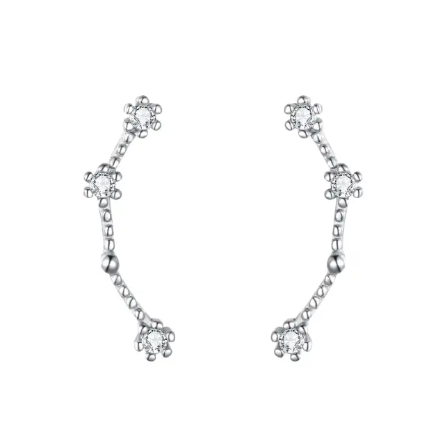 Ever Faith 925 Sterling Silver CZ Horoscope Zodiac Constellation Astrology Climber Stud Earrings for Women Girls