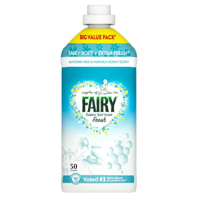 Fairy Fresh Fabric Conditioner Almond Milk & Manuka Honey 50 Washes, 1.65L