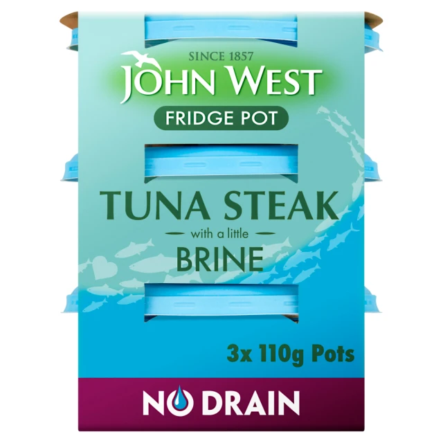 John West Fridge Pot No Drain Tuna Steak in Brine 3x110g