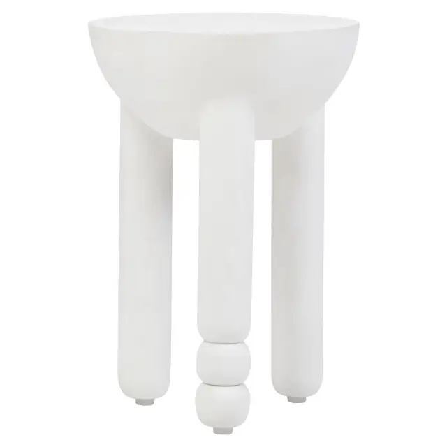 Walsa Whitewash Mango Wood Column Detail Round Side Table