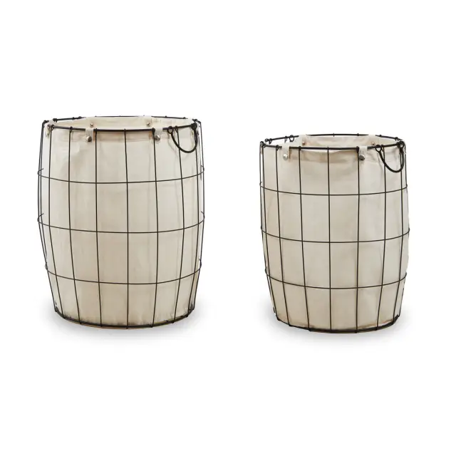 Harga Set Of Two Matte Black Laundry Baskets