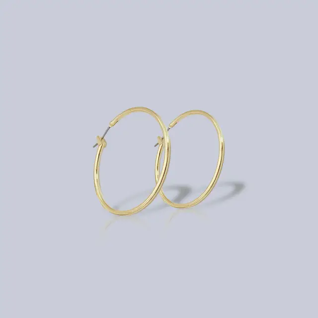 Smooth 50mm Hoop 18K Gold Plated Earrings