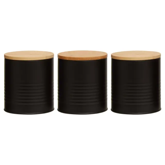 Set Of Three Alton Black Cannisters