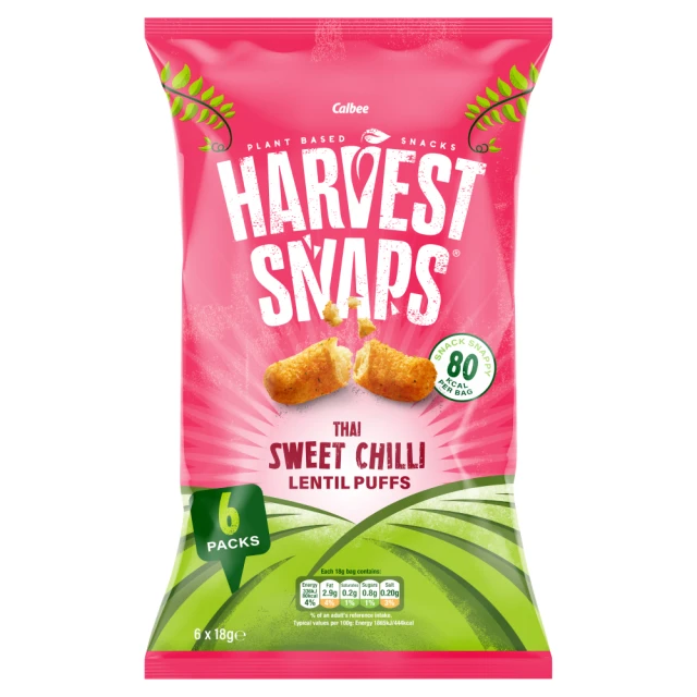 Harvest Snaps Thai Sweet Chilli Crispy Lentil Puffs 6 x 18G