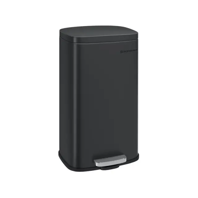 SONGMICS Trash Can, 34.8x29.7x63.3cm, 30L, Steel, Black