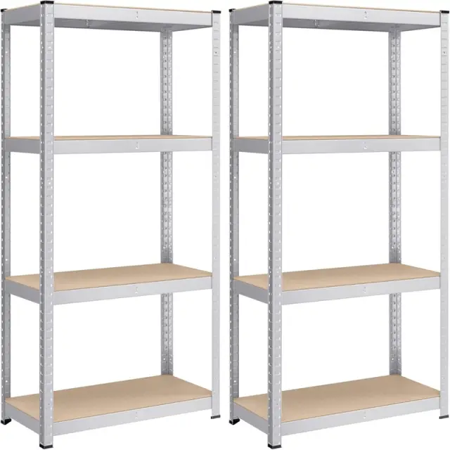 SONGMICS Shelving, 4-Tier, Set of 2, 80x40x160cm, Silver
