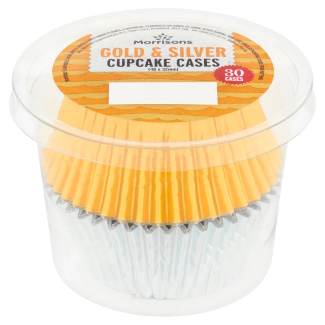 Morrisons Silver & Gold Foil Cupcake Cases 30 Pack