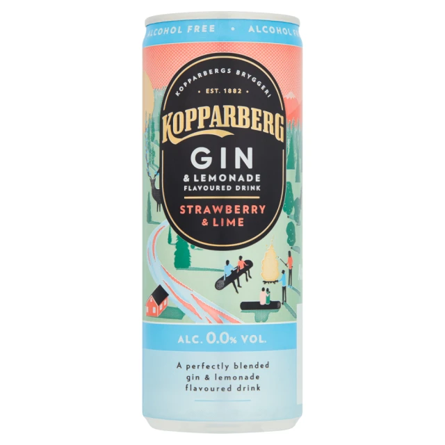 Kopparberg Gin Strawberry & Lime Alcohol Free 250Ml