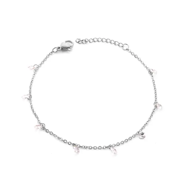 Diamonte Bracelet - Stainless Steel 17cm long - 8x 4mm Diamontes