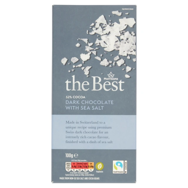 Morrisons The Best 52% Cocoa Dark Chocolate With Sea Salt 100g