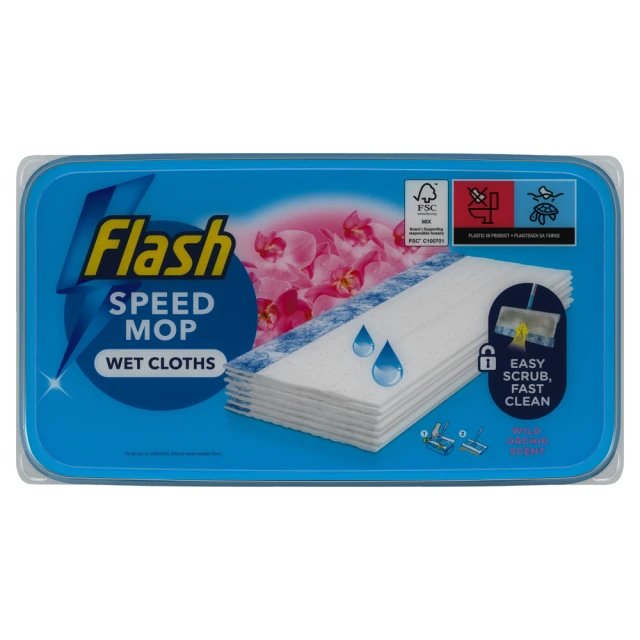 Flash Speedmop Floor Cleaner Wet Cleaning Wipes Wild Orchid 10 Cloths, Multi-Surface