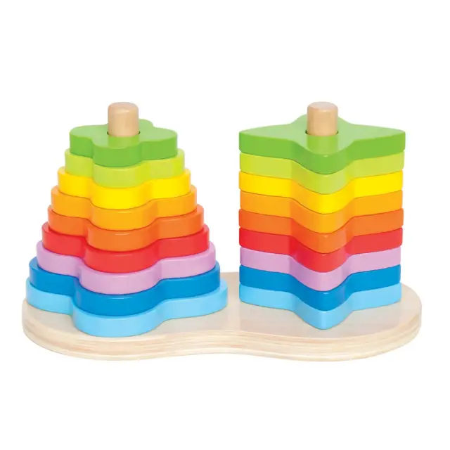 Hape Double Shaped Wooden Rainbow Stackers