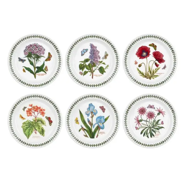 Portmeirion Botanic Garden Set Of 6 Small Dinner Plates - Assorted Designs