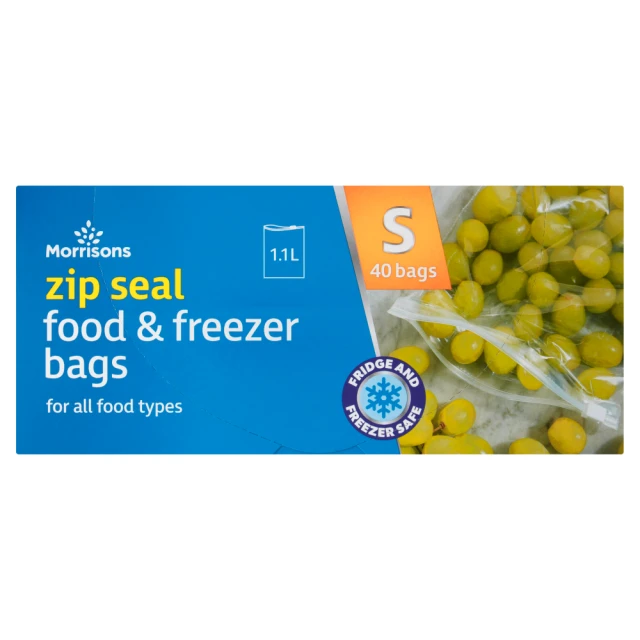 Morrisons 40 Small Zip Seal Food & Freezer Bags 1.1L